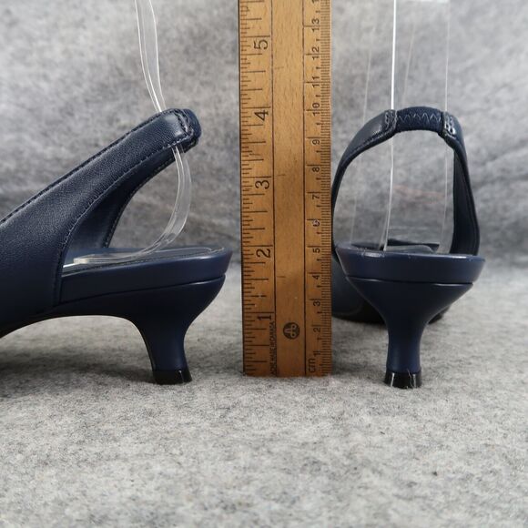 Vionic Shoes Women 5 Pump Kitten Heel Slingback Fashion Career Navy Leather Ziva - Picture 8 of 16